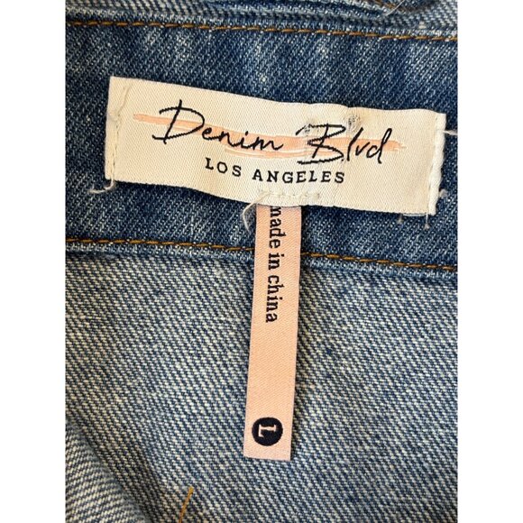 Denim Blvd Rhinestone Fringe Hem Cropped Denim Jacket - Picture 6 of 8